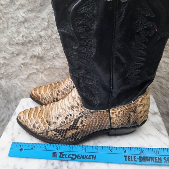 Vintage Ladies Exotic Snakeskin Leather Upper Western Cowgirl Boots Size US 9M - Picture 3 of 9